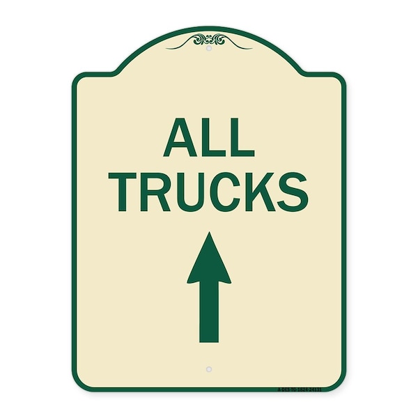 Signmission Driveway All Trucks Move Ahead W/ Up Arrow Heavy-Gauge Aluminum Sign, 24" x 18", TG-1824-24131 A-DES-TG-1824-24131 - main